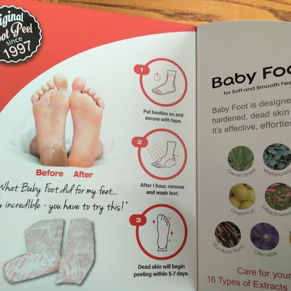 *Sold* Baby Foot Exfoliating Foot Booties for Peel 2.4 fl oz New sealed Box - Picture 3 of 16